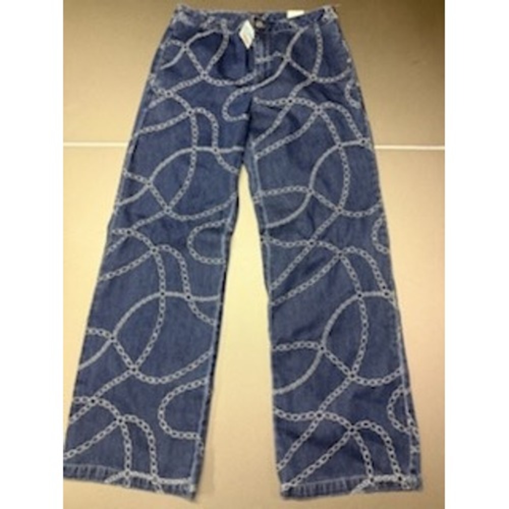 J.McLaughlin Everly Jean Blue Denim Mini Bashford Chain Print Size 10 NEW